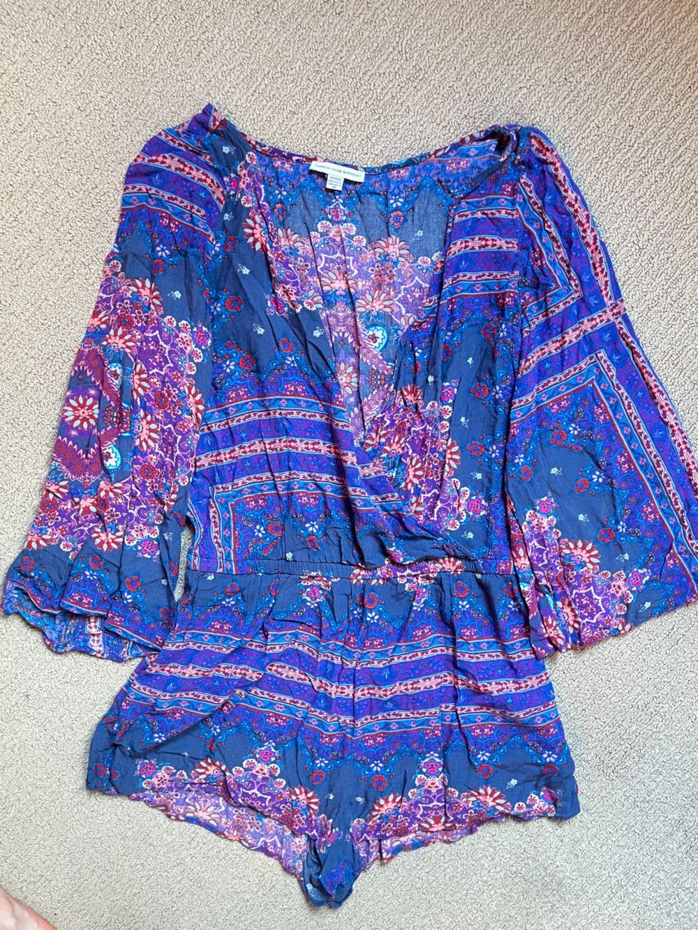 American Eagle Outfitters Blue Purple Floral Swim Coverup